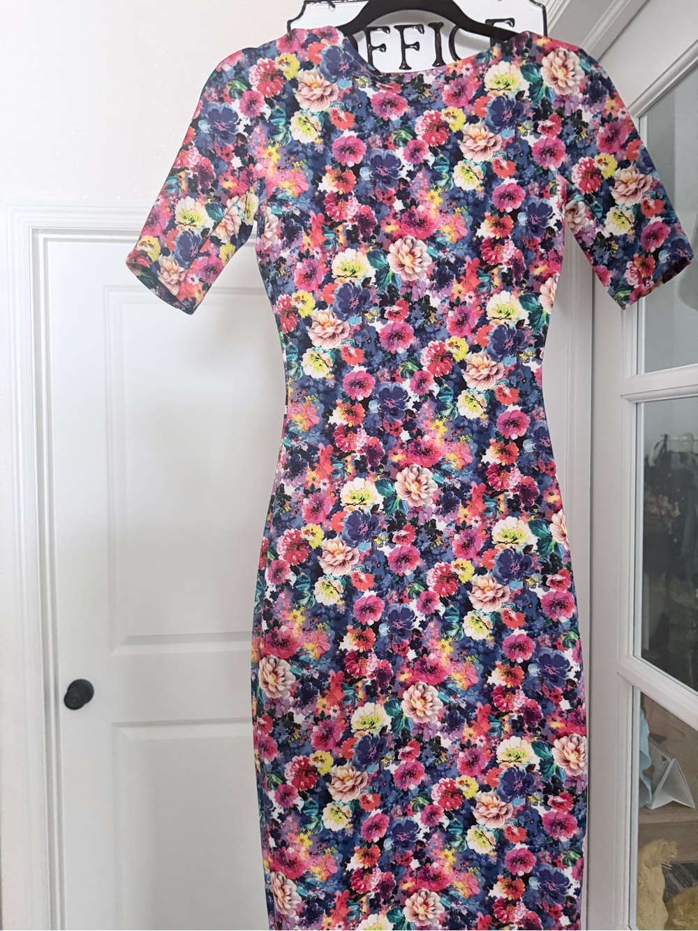 Zara Floral Midi Dress in Navy, Pink, Yellow